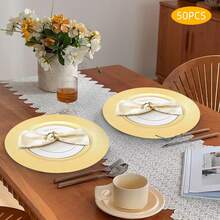 kangten 50Pcs Charger Plates Set 13 Inch Round Decorative Charger Plates Reusable Serving Plates For Birthday Parties Holidays Weddings Banquets Gold A Nice Gift - Default - View 7