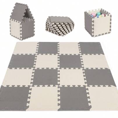 Foam Play Mat For Baby Kids, Soft EVA Interlocking Puzzle Play Mat Tiles For Kids & Toddlers, Jigsaw Playmats For Baby, Interlocking Kids Playmat Floor Matting Foam Garden Fitness Nursery Mat, 16 Pcs Of Pack