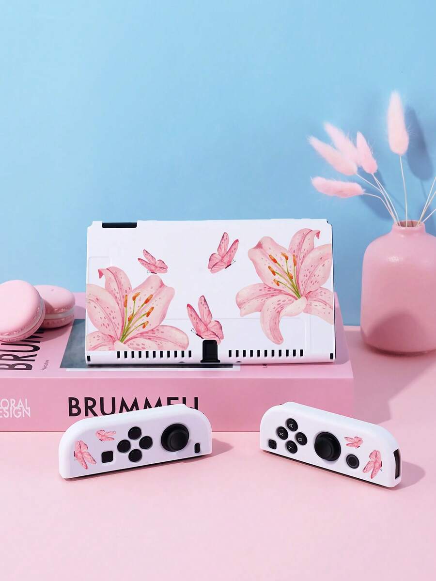1pc Hibiscus Flower Pattern Protective Case/Storage Bag For Nintendo Switch2 (2025)/Switch/Switch OLED/Switch Lite, Detachable Left & Right Grip Covers, Best Gift For Switch Gamers - Multicolor - View 1