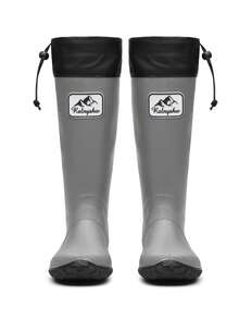 Men's Tall Soft Foldable Waterproof Anti-Slip Durable Rain Boots, Suitable For Boating, Farming, Fishing, Outdoor Activities, Hiking, Gray - Light Grey - View 11