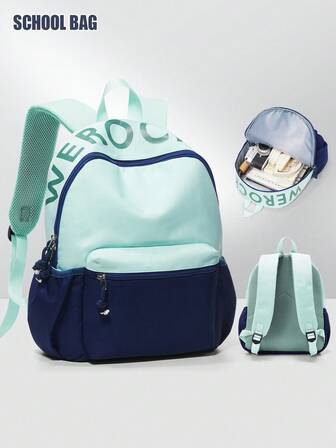 Contrast Color Backpack, Toddler Backpack, Kindergarten Backpack, Children's Backpack, Elementary School Backpack, Cartoon Kids Backpack, With Adjustable Shoulder Straps, Lightweight Daily Commute Backpack, Cute Children's Travel Backpack, Suitable For Outdoor, School, Camping, Hiking