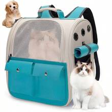 Mochila para Mascotas, Mochila Transportadora de Mascotas Perros y Gatos8Kg, Back Pack Porttil para Mascota Pequea, Almohadilla Inferior, Proteger Las articulaciones, fcil de Limpiar - Turquesa - Ver 2