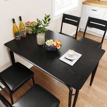 Conjunto de mesa de comedor, Conjunto de mesa de comedor de cocina para 4, Mesa cuadrada con marco de metal y tabla de MDF, Sillas tapizadas, para apartamento de restaurante en casa, Fácil montaje - Negro - Ver 4