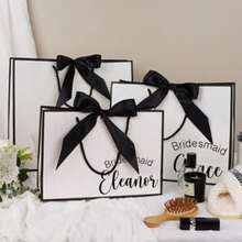 Customizable Personalized Name Gift Bag - Gift Box And Bag Set, With Ribbon Tie Gift Bag, Suitable For Birthday, Christmas, Bridesmaid Gifts - Multicolor - View 6