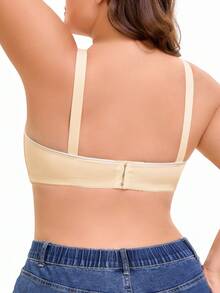 1 pieza Sujetador de descanso sin costuras, sexy y con lazo, de alta sujeción y talla grande para mujeres - Albaricoque - Ver 2