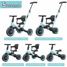 newyoo TR007 Triciclos para Niños Pequeños De 1 a 3 Años Triciclo 5 En 1 con Manija De Empuje Bicicleta Sin Pedales para Niños Pequeños Regalo De Cumpleaños para Niño y Niña Azul - Azul - Ver 2