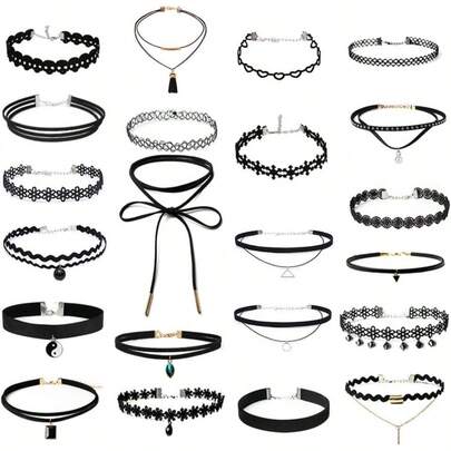Decoraci n Simple G tica Falso Combinaci Creatividad Set Accesorio Estilo Euramericano Multicapa Cuero Encaje Terciopelo Flor Hueca Joyer a de Moda para Regalo Cita Diaria