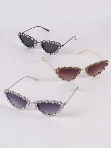 1 Cặp kính thời trang mắt mèo kiểu retro Âu-Mỹ mới, gọng kim loại đính đá lấp lánh, thích hợp cho tiệc tùng, trình diễn thời trang, chụp ảnh đường phố. - Nhiều màu - Xem 6