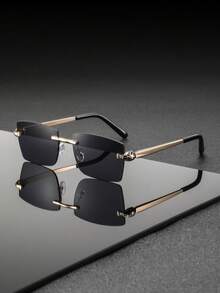 一副男士金属框矩形商务休闲时尚眼镜，适合商务旅行、行业会议、客户拜访等场合。 - 彩色 - 查看 7