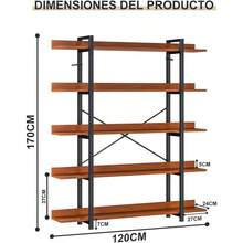 Ladder ShelvesLibrero5 Nivele Librero librero Organizador 5 Niveles Mueble Organizador Tamaño: 170 * 120 * 24 CM Cada Capa Puede soportar 15 KG. Color Nogal - como en la foto - Ver 2