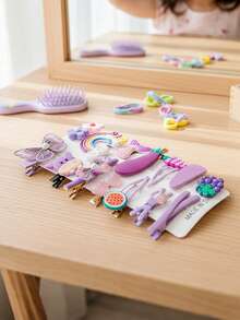 28件套头饰及发夹套装，创意卡通发夹、发圈、发饰，防滑金属发夹，适合日常佩戴、家居装饰、节日、派对、生日、返校及毕业典礼等场合的趣味礼物