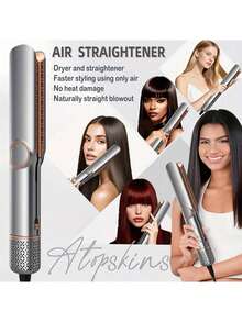 UKLISS 二合一吹风机/直发器 - 一步完成干发造型，热保护，适合所有发质 - 灰色 - 查看 1