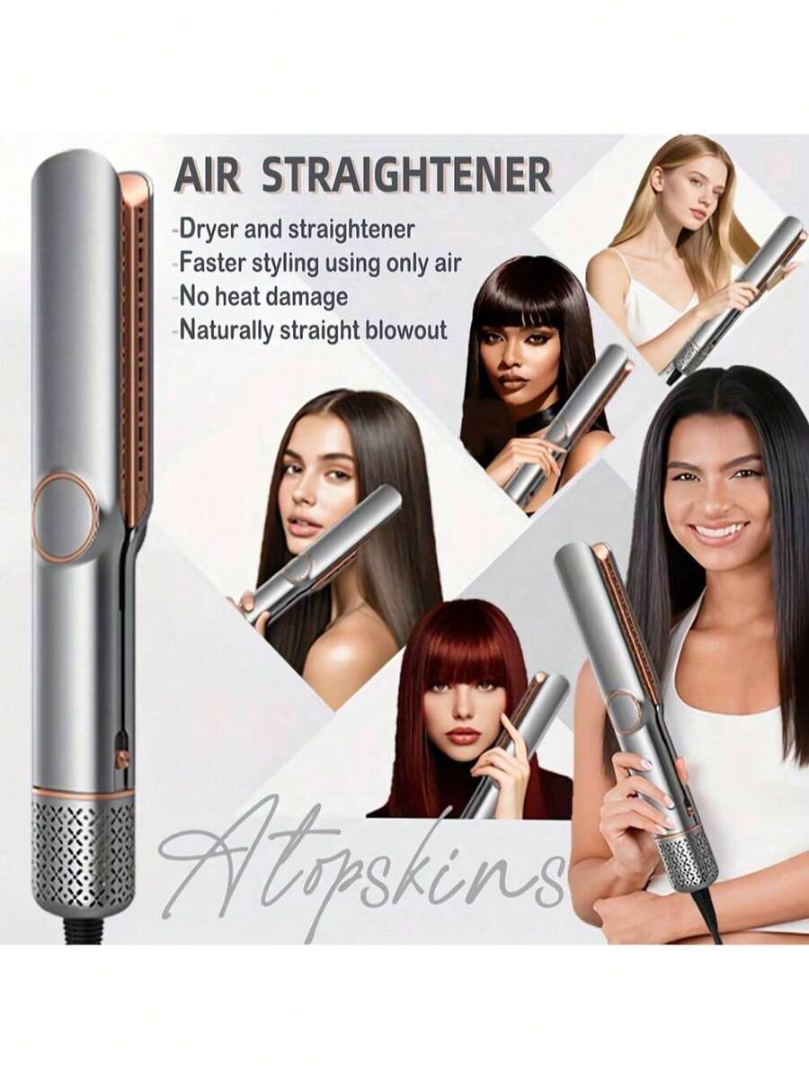 UKLISS 二合一吹风机/直发器 - 一步完成干发造型，热保护，适合所有发质 - 灰色 - 查看 1