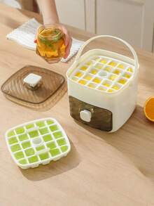 48-Slot Silicone Ice Cube Tray With Lid And Storage Box, Press Button Easy Release Ice Cubes For Whiskey, Cocktails, Beer (Green)