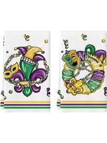 Mardi Gras Kitchen Towels Dish Towels, 18x26 Inch Seasonal Decoration Hand Towels Set Of 2 - Default - View 9