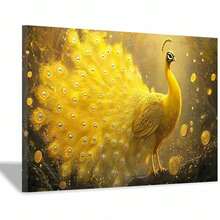 1pc 2D Flat Golden Peacock Wall Art, Modern Abstract Wood-Stretched Framed Painting, Home Decoration Artwork For Living Room, Bedroom, Office, Dining Room, Kitchen, Bedroom, Festival Gift, High Definition 2D Flat Print Picture On Canvas Home Decor - Màu tím - Xem 2