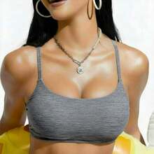 Gym Top With Double Straps, No Underwire, No Transparency, Fashion Colors - 灰色 - 查看 1