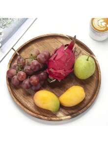 1 pieza Bandeja decorativa circular de madera, soporte para velas estilo rústico, bandeja de servir de madera para todo el año para encimera de cocina, decoración del hogar, almacenamiento de maquillaje y baño, disponible en 3 tamaños: 13cm, 20cm, 25cm - Marrón - Ver 4