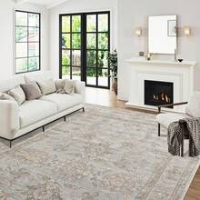 5x8 Area Rug Bedroom, Boho Vintage Floral 5x8 Ft Washable Soft Large Rug Living Room, Dining Room, RV, Car, Non-Slip Floor Carpet With Rubber Backing, Greyish Green - Acanthus - Nâu - Xem 9