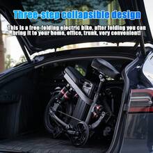 Electric Bike For Adults Teens, Folding Ebike,Commuter City Foldable E Bike With 500W Motor And 48V 15Ah Battery, 20MPH Speed Pedals Assist,32 Mi Long Range, Dual Disc Brakes,14" Compact Electric Bicycle - 黑色 - 查看 6
