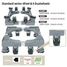 Jianxun Adjustable Mini Fridge Stand, With 4 Dual-Lock Casters And 8 Heavy-Duty Feet, Universal Base Stand For Washing Machine, Dryer, Household Appliances, Multi-Functional Mobile Base With Wheels, Outdoor Decor - Grey - View 19