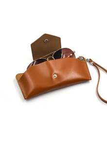 1PC PU Leather Glasses Case, Portable Sunglasses Storage Case,Buckle Style With Hand-Held Hook Glasses Bag - Multicolor - View 7