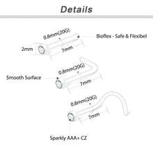 20pcs Nose Ring Stud Clear Nose Retainers Screw L Shape Nose Bone Flexible Bioflex Plastic 20G With Crystal Piercing