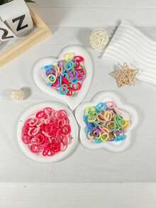 100pcs Women's Multicolor Elastic Seamless Hair Ties, Soft Polyester Jelly Color Scrunchies For Daily Use ,Ponytail Holders ,Hair Rubber Bands ,Hair Rope Elastic Band - Multicolor - View 2