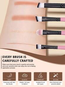 43pcs Makeup Brush Set Including 25pcs Makeup Brushes (Powder Brush, Blush Brush, Highlighter Brush, Eyeshadow Brush, Mascara Brush, Eyeliner Brush, Eyebrow Brush) + 4pcs Beauty Makeup Sponge + 4pcs Triangle Powder Puff + 4pcs Finger Makeup Sponge + 4pcs Mini Makeup Sponges + 1pc Makeup Brush Cleaning Bowl For Makeup Brushes And Beauty Sponges Cleaning + 1pc Eyelash Curler - Watermelon Pink - View 3