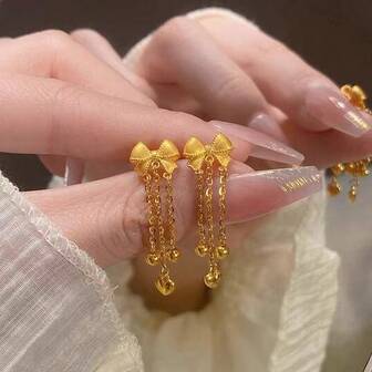 1 par de pendientes vintage con borlas en forma de mariposa, de estilo dulce y elegante para mujeres, versátiles