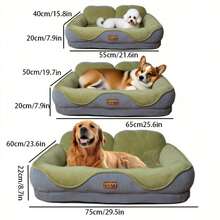 Nueva cama para perro de otoño/invierno cálida y gruesa, cama de mascota de moda para gatos, villa para gatos, alfombra de sofá para perros - Verde - Ver 5