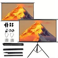 Projector Screen With Single Bracket-4K HD 16:9 Indoor/Outdoor Used For Theater/Office Backyard Party Theater Screen 100-120inch - White - View 2