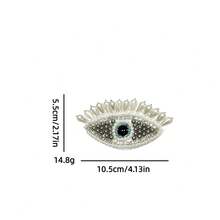 1件手工串珠爱心眼睛布贴水钻刺绣装饰配件，适用于服装、包包、鞋子，DIY胸针和徽章，个性化时尚装饰，理想的节日圣诞礼物，送给亲朋好友 - 彩色 - 查看 19