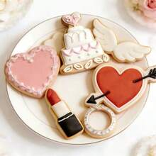 5pcs/12pcs Valentine's Day Cookie Cutter Set - Heart, Lipstick, Diamond Ring Shaped Stainless Steel Wedding Cake Cookies Cutter DIY Valentine's Day Gummy Candy Mold Gift - Silver - View 4