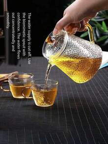 1PC Thickened Glass Flower Tea Pot, Gongfu Tea Pot With Hammered Pattern, Heat-Resistant Tea Pot For Office, Pouring Tea Pot, Water Boiling Pot. Convenient To Carry For Home, Hotel, Camping And Travel. It Is A Very Useful Product. - Multicolor - View 5