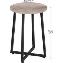 Side Table Round End Accent Table With Sturdy Metal Pedestal 15.7 Round Nightstand For Living Room Bedroom Balcony Office Greige BG95BZ01 - GreigeBlack - View 3
