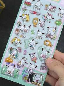Embossed Sticker, Waterproof Cute Girl Cartoon Decor Stickers For Handbag, Water Bottle, Suitcase, Versatile Desktop Stickers (Some Styles May Have Color Variations, Randomly Sent)