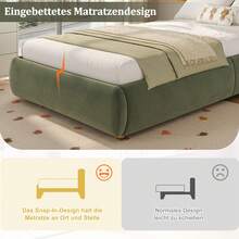 Upholstered Bed, Single Bed, Children's Bed 90 X 200 Cm, Hydraulic Functional Bed, Slatted Bed With Headboard And Large Storage Space, Upholstered Headboard In Green Velvet - Green + Velvet - View 3
