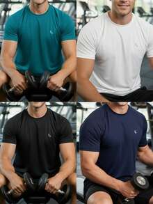 Kit 2 Men's Dry Fit Half Sleeve Basic Training Fitness Performance T-Shirts Lupo Sport Gym - màu xanh lá - Xem 3