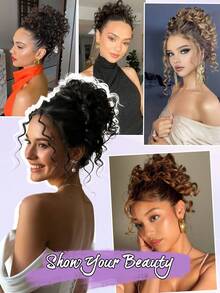 Messy Bun Elastic Drawstring Loose Wave Curly Hair Buns HairPiece Synthetic Hair Bun Hair Extensions Party For Women Daily Use - Multicolor - View 8
