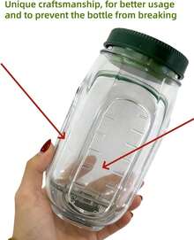 Portable Salad Jar 1 Pack, Side Open Design With Secure Lid, Reusable Salad Container For On-The-Go, Ideal For Gym Work Travel Picnic, Great Gift For Fitness Lovers - 綠色 - 查看 3