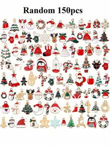 20/30/50/100/150/200个多色可爱圣诞装饰吊坠，圣诞老人、驯鹿、雪人迷你合金饰品，适用于DIY项链、手链、耳环等首饰制作装饰 - 彩色 - 查看 17
