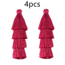 4 件/包涤纶 4 层渐变流苏吊坠 80 毫米拼色长流苏耳环，适合女士，波西米亚多层流苏耳环，DIY 流苏耳环配件