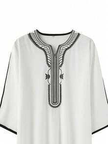 2025 New Middle Eastern Arabic Long Sleeve Embroidered Robe For Muslim Men - White - View 7
