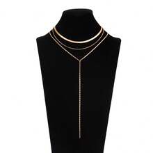 3pcs Y-Shape Snake Bone Design Necklace, Minimalist, Suitable For Men, Party, Daily Wear, Gift For Friends - Multicolor - View 7