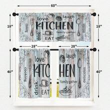 1pc/2pcs Farmhouse Rustic Kitchen Window Curtains Valance, Wooden Vintage Window Valance Curtain With Grey/Teal/Black Kitchen Design Curtains, Polyester Small Cafe Drapes For Festival Holiday Anniversary Gifts Housewarming Gifts, Window Treatment Short Curtain For Living Room Bedroom Bathroom Farmhouse Kitchen Decor, Rod Pocket, Machine Washable - 復古廚房 3 - 查看 4