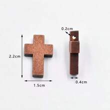 5个迷你木质十字架DIY饰品配件，复古十字架吊坠，木质十字架工艺吊坠，可用于项链 - 多色十字架木 - 查看 2