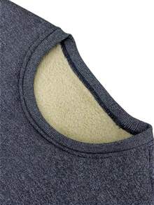 Men's Thermal Lined Pullover Sweatshirt, Casual Round Neck Sportswear, Outdoor Running Fitness Training Long Sleeve Hoodie, Autumn/Winter - Dark Grey - View 3