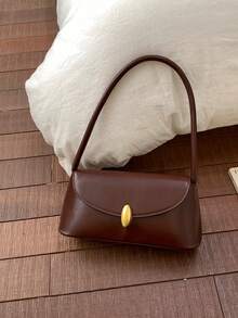 BEIKAMU Fashionable Retro PU Flap Handbag, Versatile Women's Shoulder Bag/Underarm Bag, Suitable For University, Commuting, Shopping, Strolling, Daily Use - Coffee - View 8
