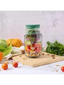 1pc Saladkind Salad Pod, Plastic Leak-Proof A Jar Glass, Dish Plate Pallet Tableware, Portable Salad Container For Kitchen Office Outdoor Meal Prep - Green - View 3